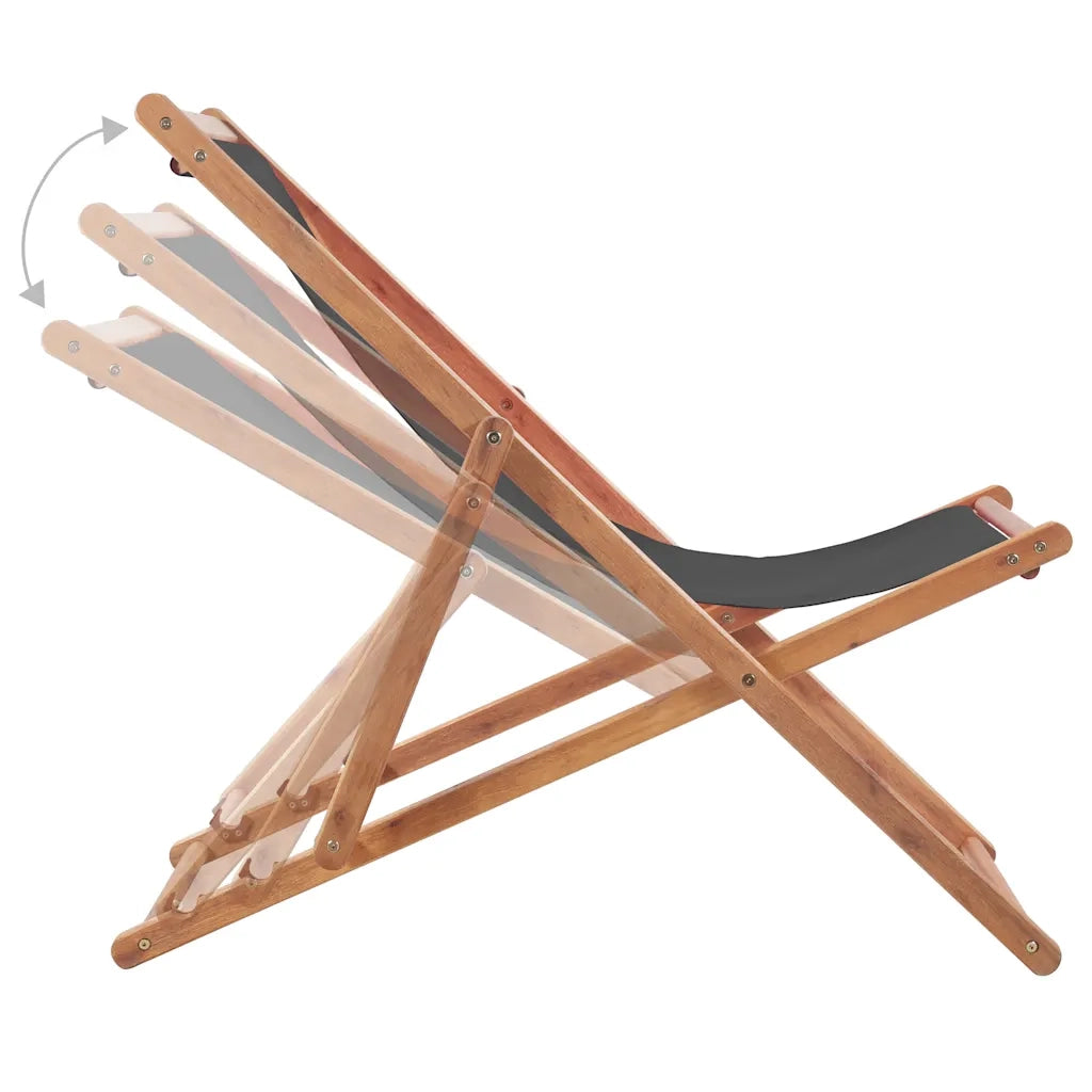 Sdraio da Spiaggia Pieghevole Telaio in Legno e Tessuto Grigio CFW6307895