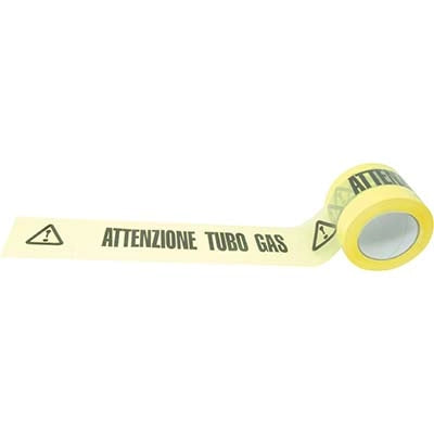 NASTRO SEGNALETICO ATTENZIONE TUBO GAS - H.MM 100 ML 200- 4 pezzi