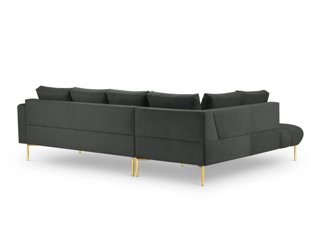 Cosmopolitan Design - Divano angolare sinistro "Hastings" 5 posti in velluto grigio scuro 