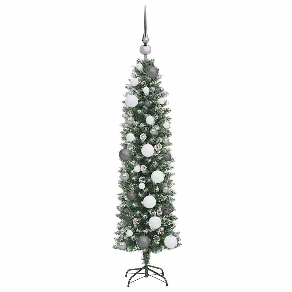 Albero di Natale Artificiale Sottile Verde e Bianco 120 cm 3395268