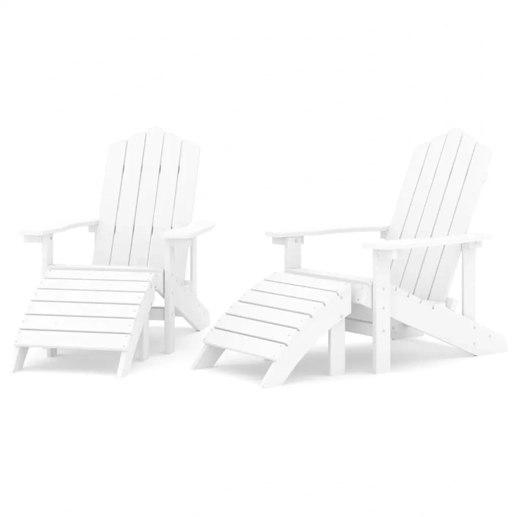 Sedie da Giardino Adirondack 2 pz con Poggiapiedi HDPE Bianco 3095696