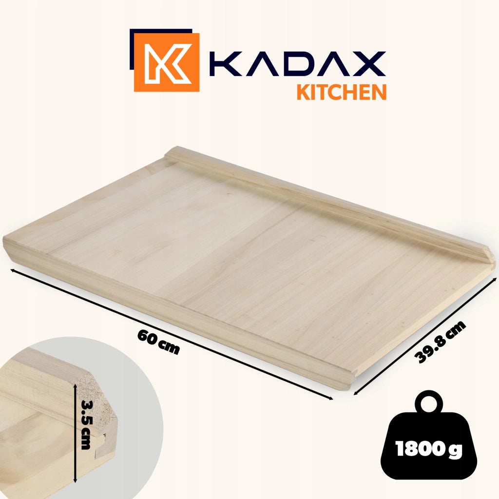 Tagliere da pasticceria grande in legno KADAX 60x40cm XXL monofacciale in legno massello da cucina