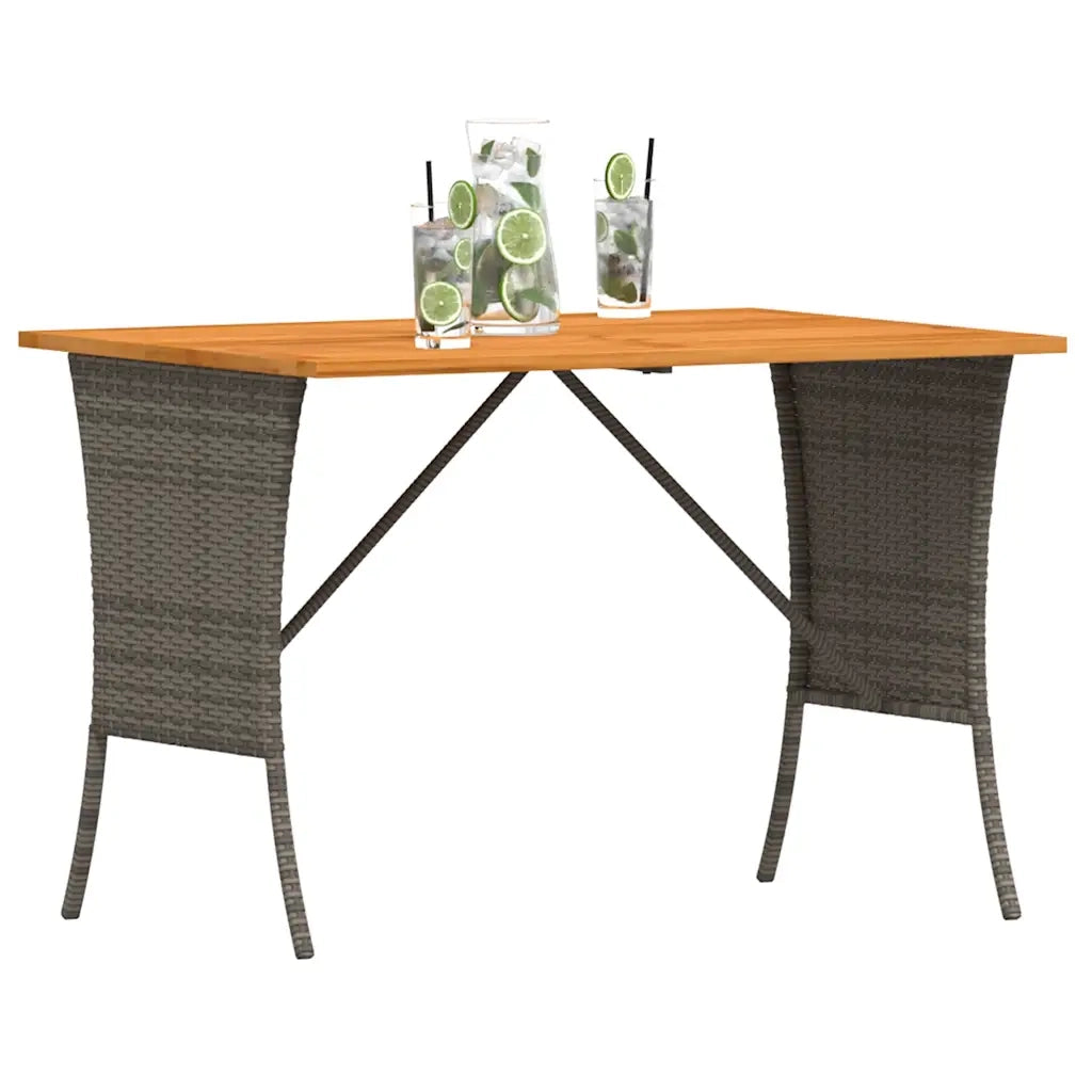 Tavolo Giardino Piano Legno Acacia Grigio 105x75x72 Polyrattan 4104139
