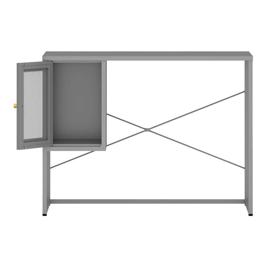 Scrivania Sund in Acciaio con Scomparto Chiuso con Anta 75x100x50 cm Grigio [en.casa]