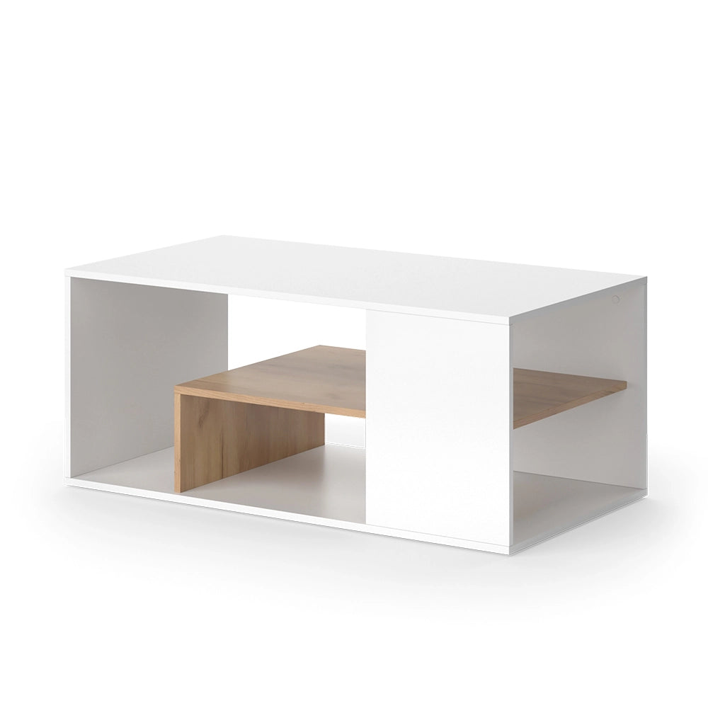 Vicco Tavolino da salotto Rovere bianco/dorato 110 x 59 cm