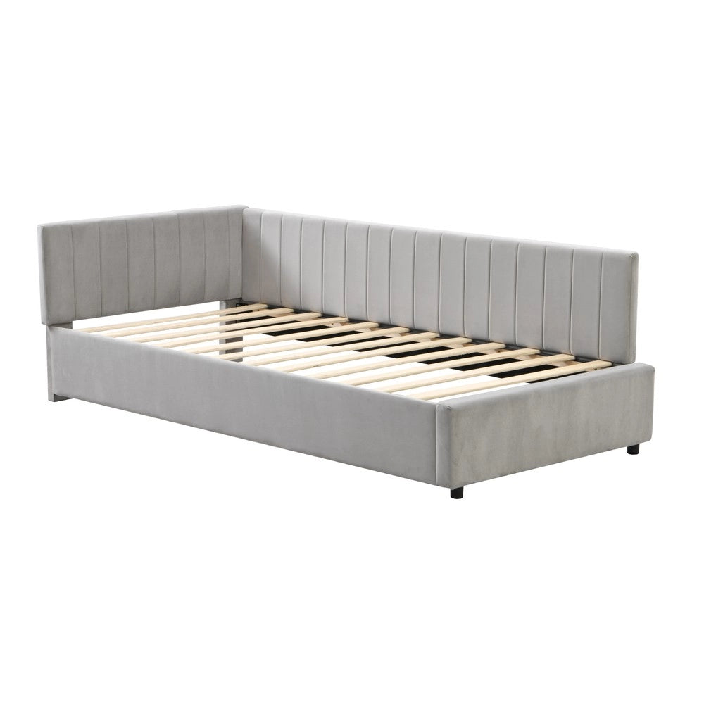 Letto Imbottito Singolo con Rete a Doghe ¨C MINIMAL ¨C Velluto Grigio 90x200