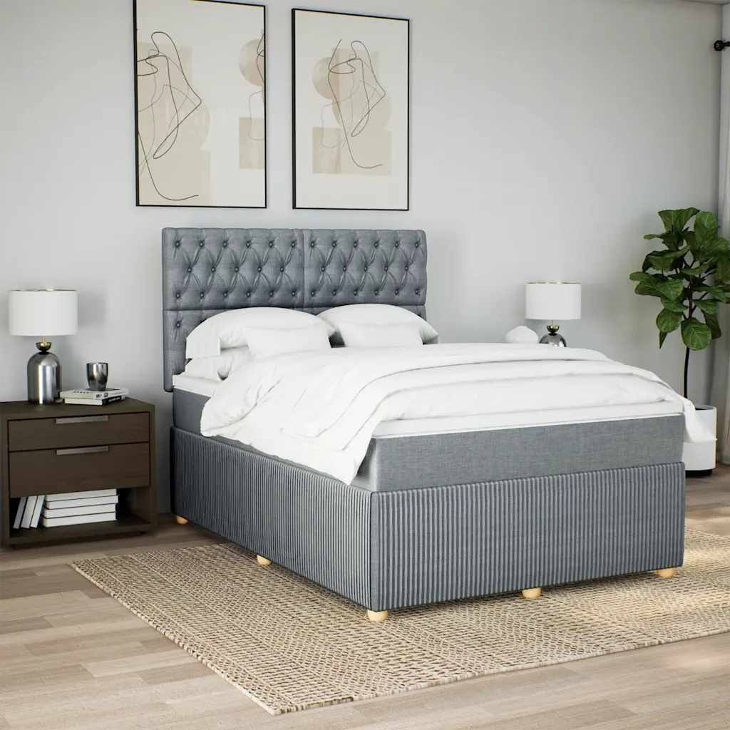 Giroletto a Molle con Materasso Grigio Chiaro 160x200cm Tessuto