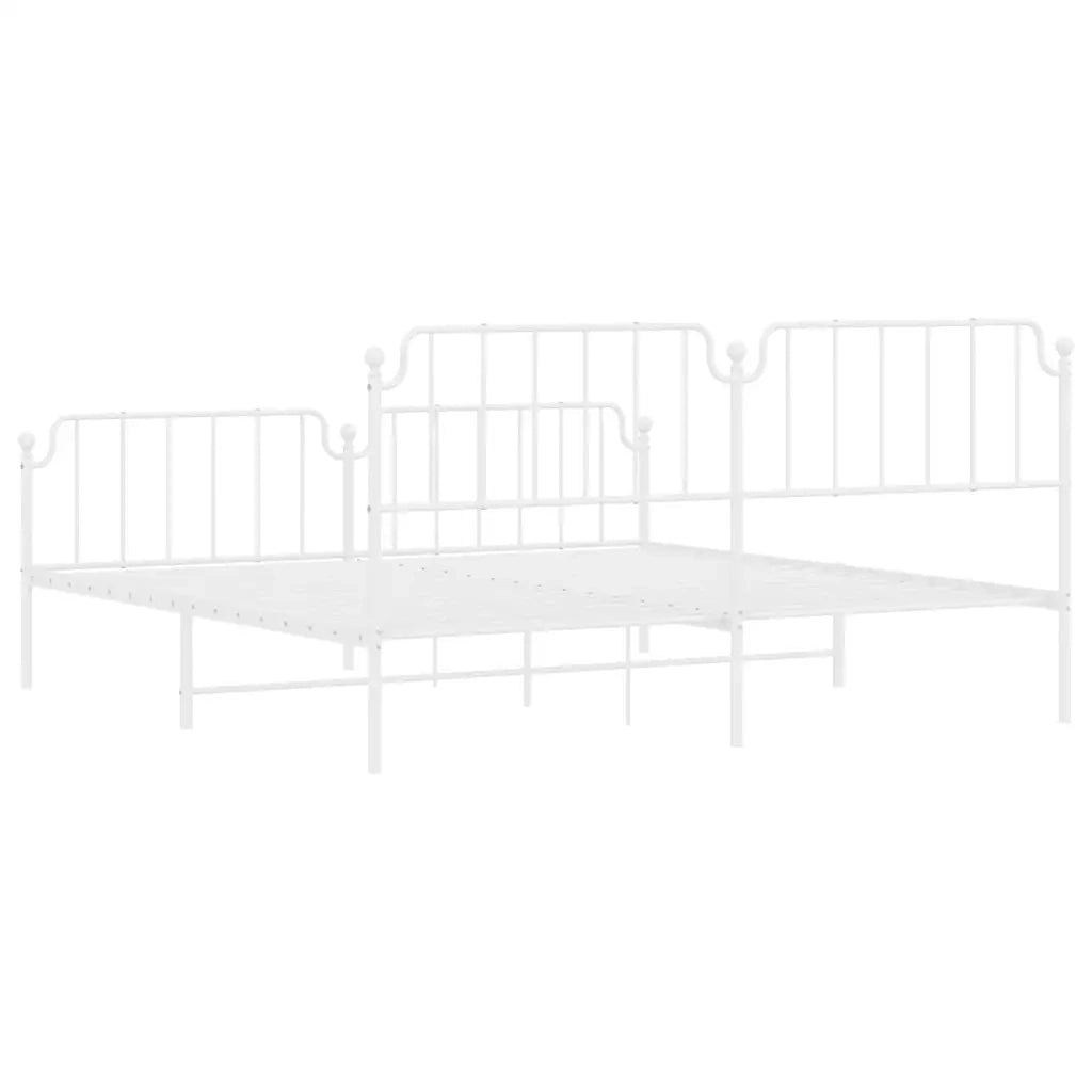 Giroletto con Testiera e Pediera Metallo Bianco 193x203 cm 373960