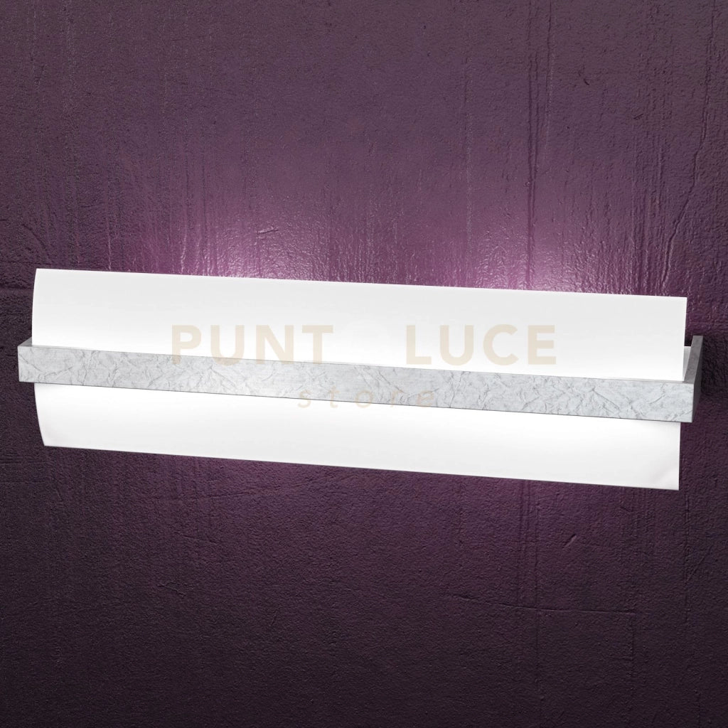 WOOD APPLIQUE CM.50 2 LUCI FOGLIA ARGENTO 1019-A50-FA
