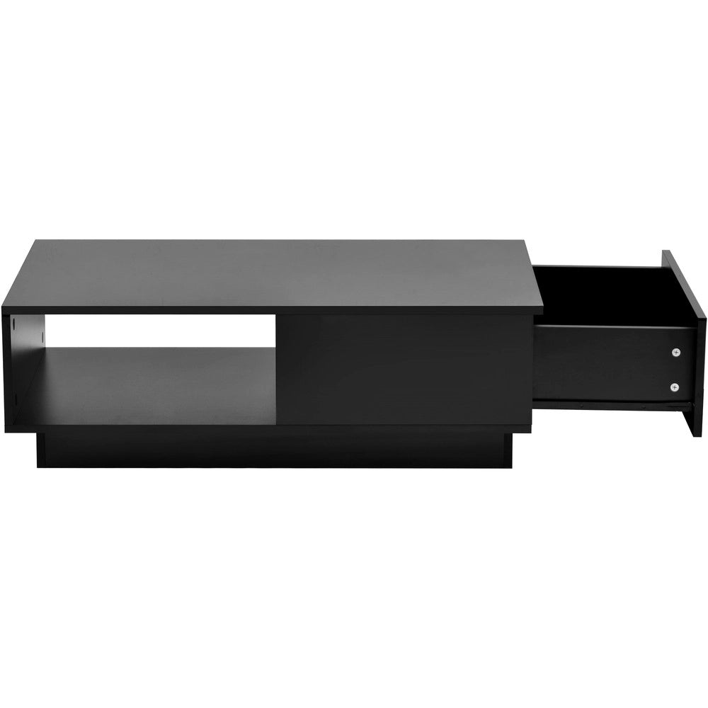 Tavolino da Caff¨¨ con LED ¨C MINIMAL ¨C Nero, Piano Lucido, 95x55x32 cm