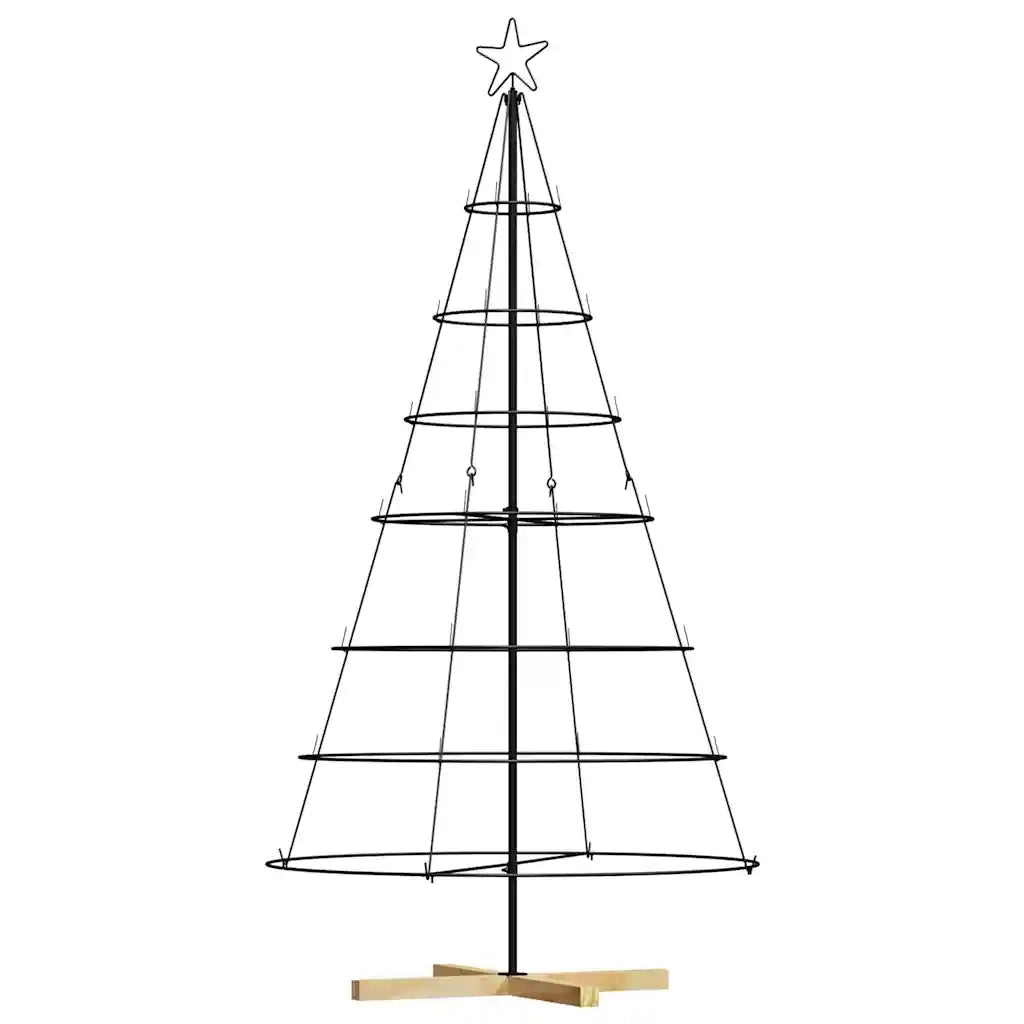 Albero a Cono di Natale con supporto Nero 180,5 cm Acciaio