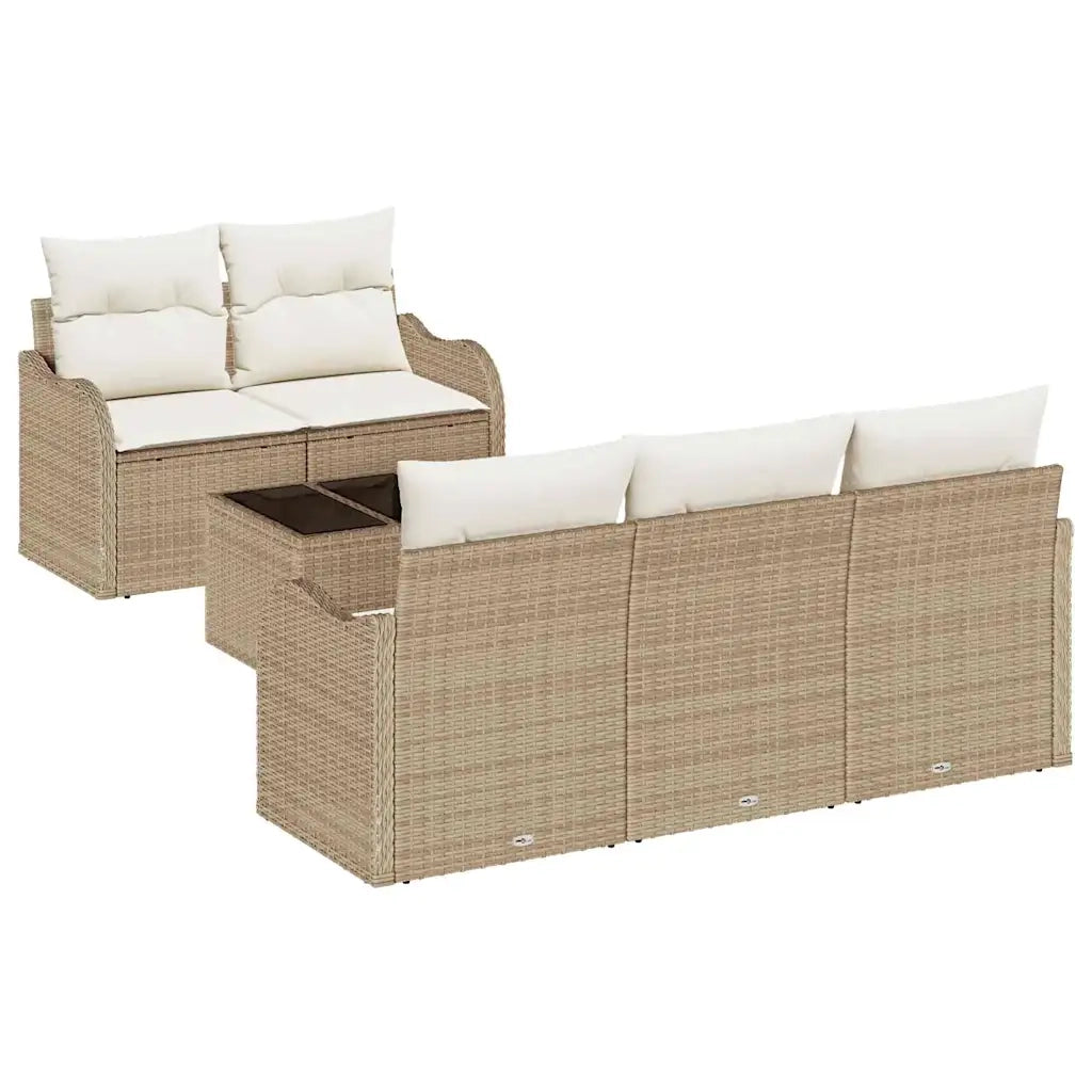 Set Divano da Giardino Beige polyrattan