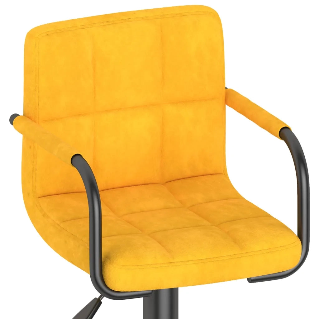 Sgabello da Bar Giallo Senape in Velluto