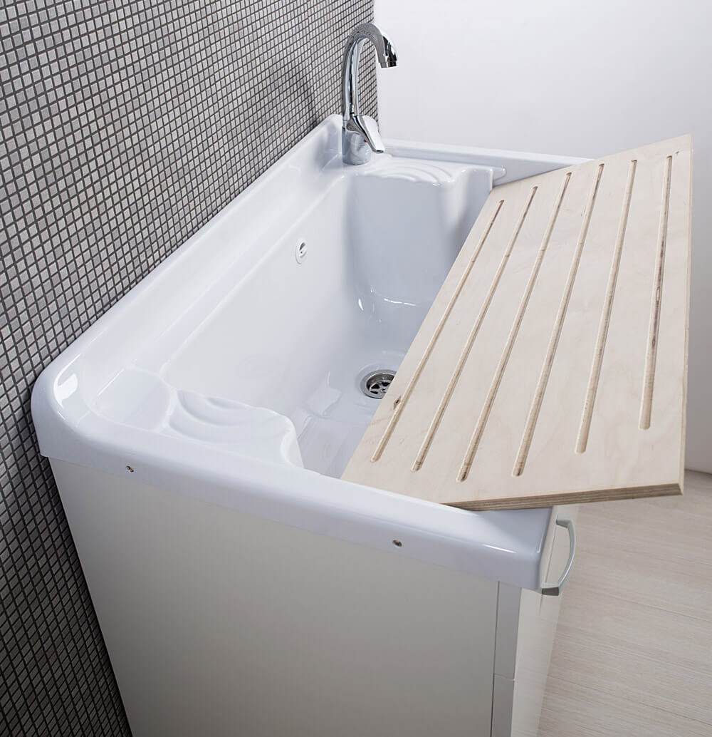 Mobile Lavatoio in ABS 80x50x88 cm 2 Ante Ambrosini Doris Bianco Opaco