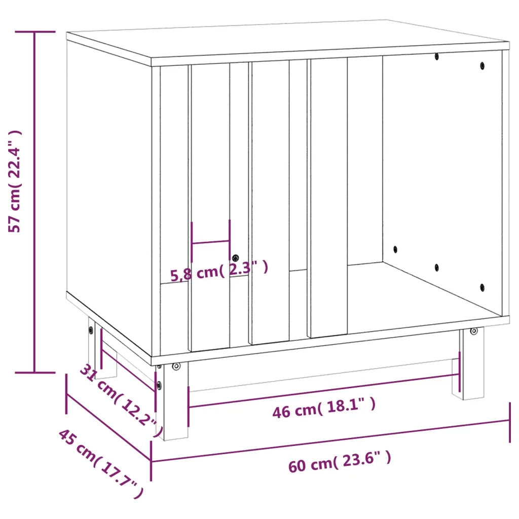 Casetta per Cani 60x45x57 cm in Legno Massello di Pino CFW9332434