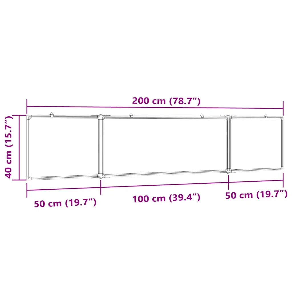 Lavagna Magnetica Pieghevole 200x40x1,7 cm in Alluminio