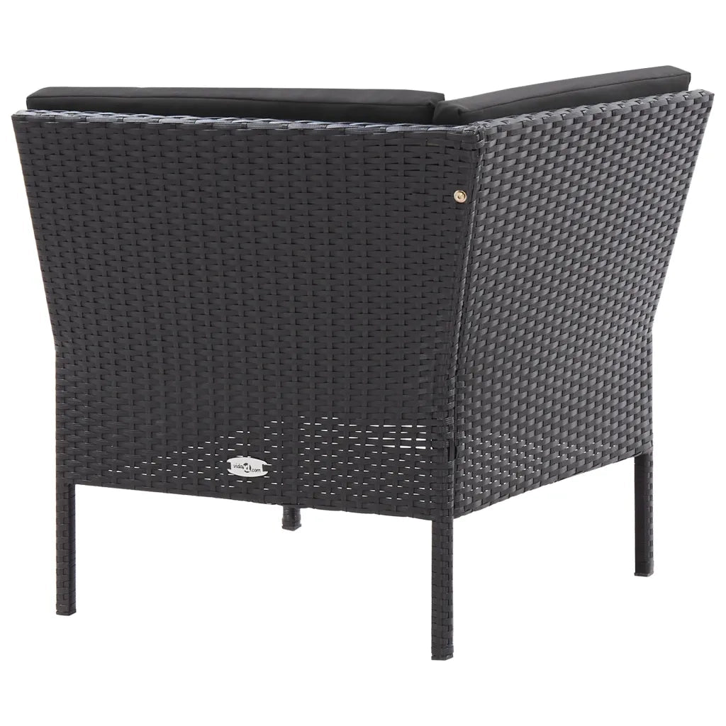 Set Divani da Giardino 3 pz con Cuscini in Polyrattan Nero cod mxl 35751