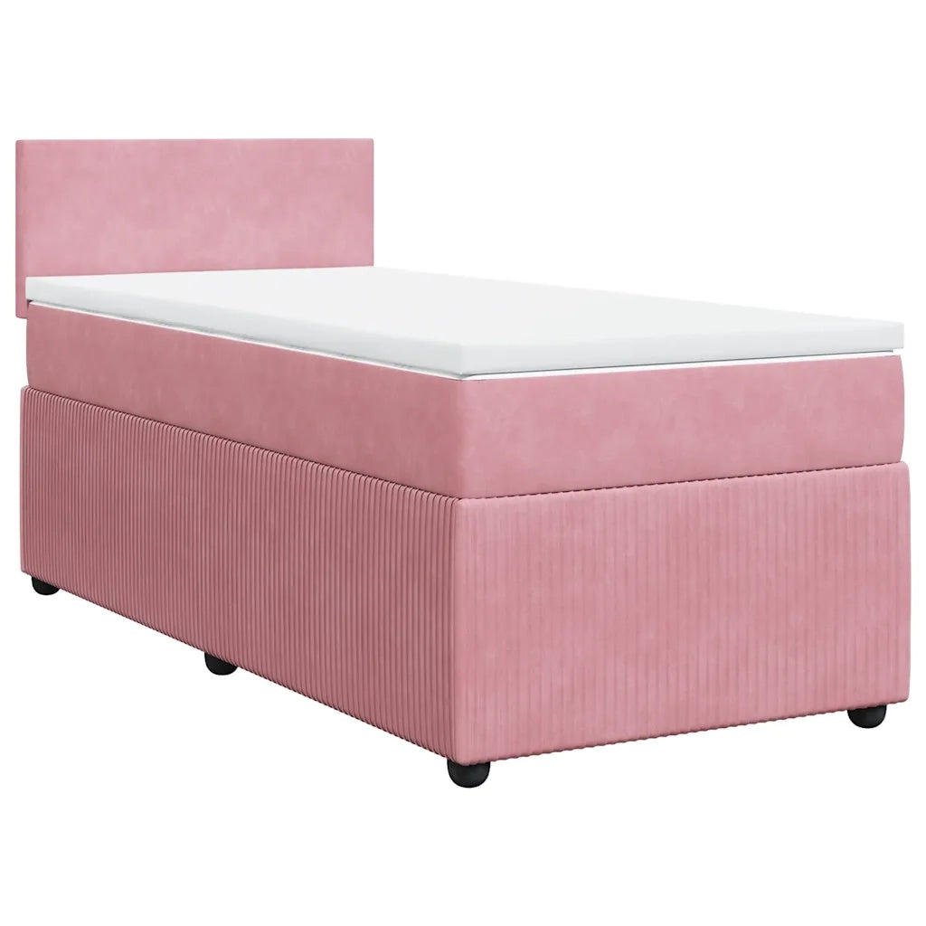 Giroletto a Molle con Materasso Rosa 90x200 cm in Velluto 3287637