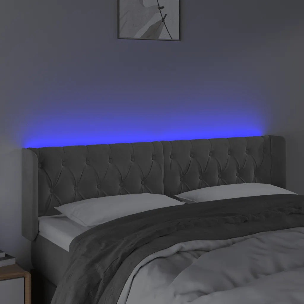 Testiera a LED Grigio Chiaro 163x16x78/88 cm in Velluto 3123626