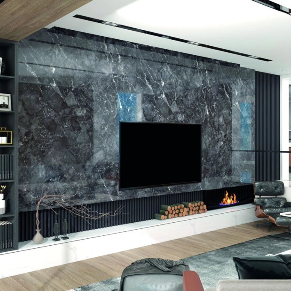 Pannello decorativo effetto marmo nero lucido 122x300 PANGH35 – Design per ogni spazio