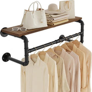 Supporto per abbigliamento per parete con piattaforma per salotto e camera da letto - Spaziale - Nero - 70x25x26cm