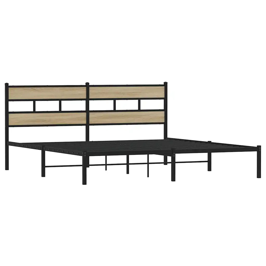 Letto matrimoniale | Letto per adulti | Giroletto senza Materaso in Metallo Rovere Sonoma 180x200 cm