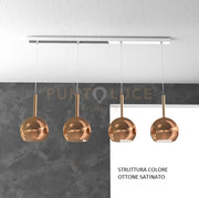 SOSP. OTTONE SAT. RETTANGOLARE 4 LUCI VETRI TUTTI PICCOLO RAME 1155OS-S4 RP-RA
