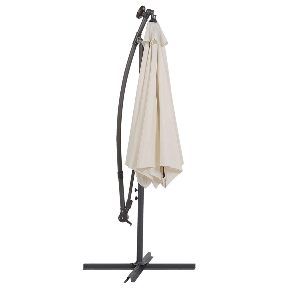 Ombrellone a sbalzo da giardino Parasole in poliestere beige con luce LED ø 285 cm Palo in alluminio Meccanismo a manovella da esterno