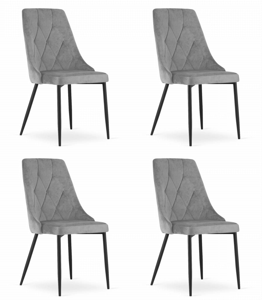 Sedia VALORA IMOLA - Design ergonomico moderno in velluto grigio chiaro x 4