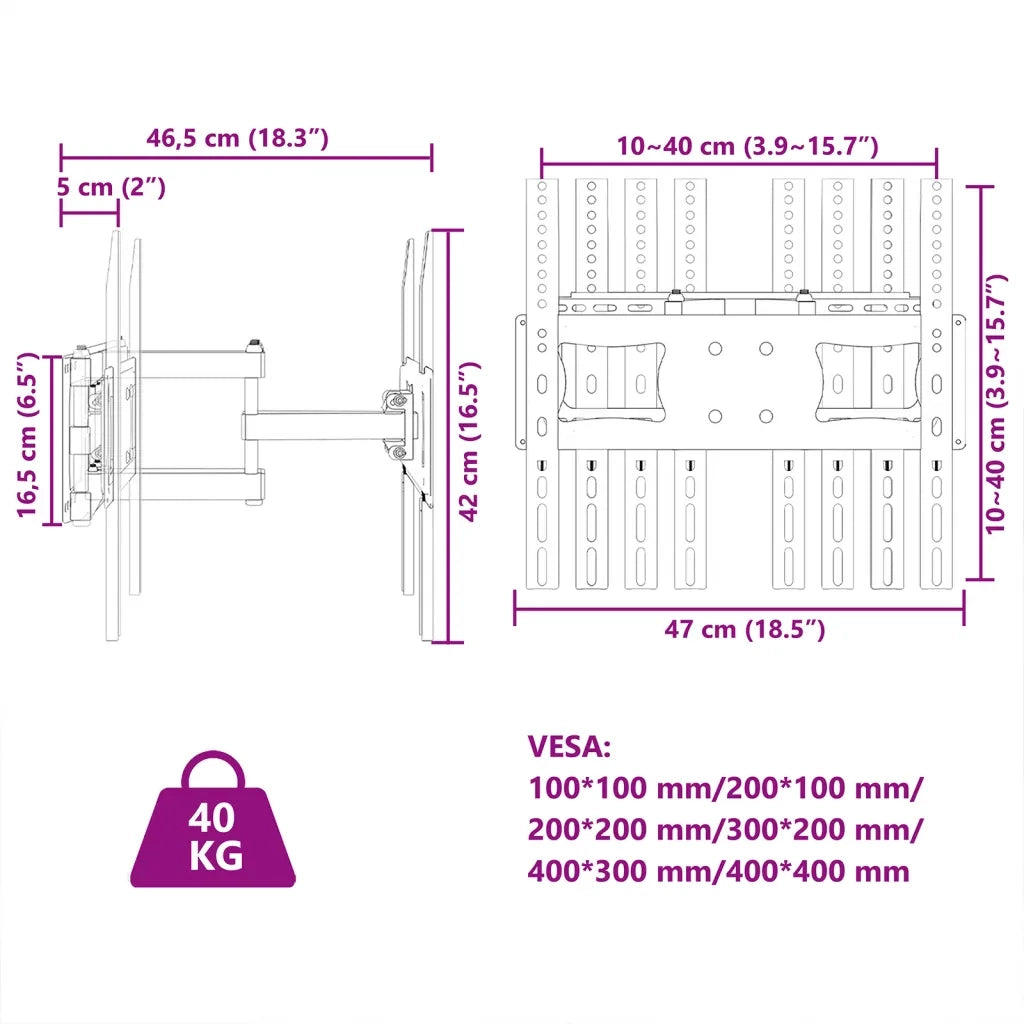 Supporto a Parete per Schermo 26"-70" Max VESA 400x400 mm 40kg CFW7926208