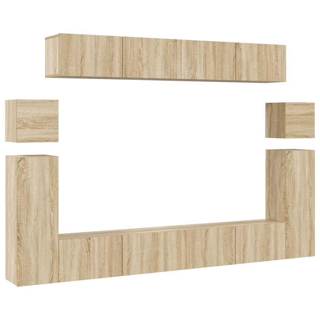 Set Mobili Porta TV 8pz Rovere Sonoma in Legno Multistrato cod mxl 9574