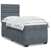 Giroletto a Molle con Materasso Grigio Scuro 90x190 cm Velluto