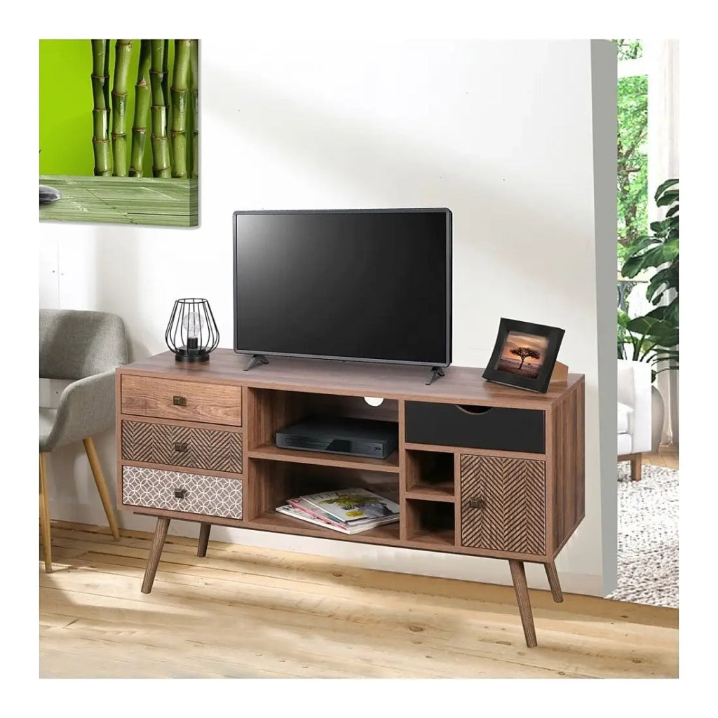 Mobile TV collezione ALTA colore quercia con 4 cassetti - Design scandinavo e pratici vani di stoccaggio