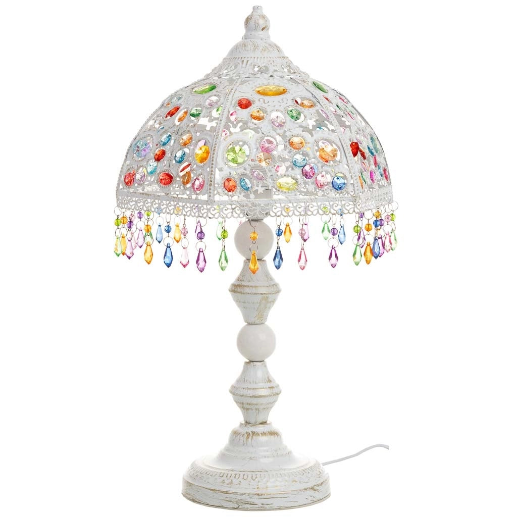 Lampada in metallo con perline in cristallo acrilico 29.5x25.5x51h cm