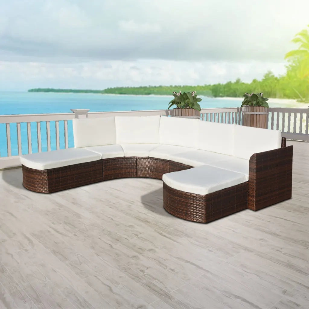 Set Divani da Giardino 4 pz con Cuscini in Polyrattan Marrone cod mxl 36938