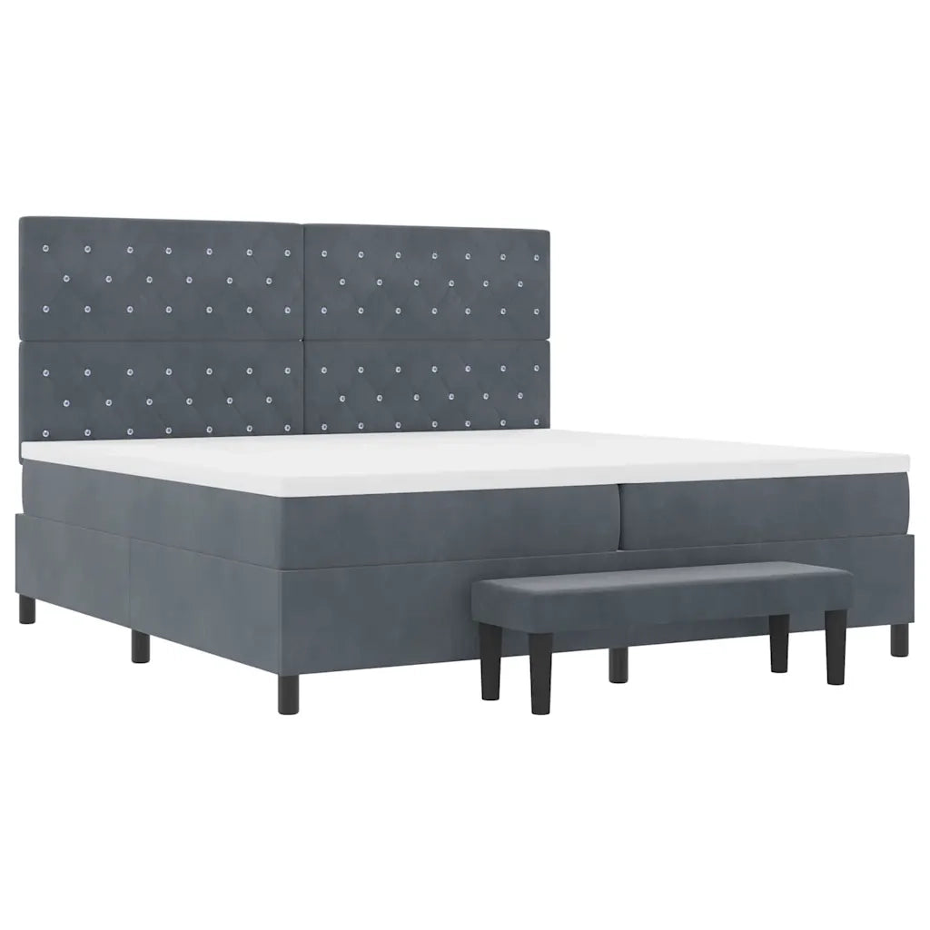 Letto a molle con materasso Grigio scuro 200 x 200 cm Velluto 3344469