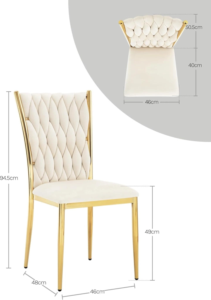 Set di 4 Sedie Sala da Pranzo in Velluto, Trasparenti Moderne di Design, Schienale Alto, Gambe in Metallo, Portata 150 kg, Beige EZS71cm-4