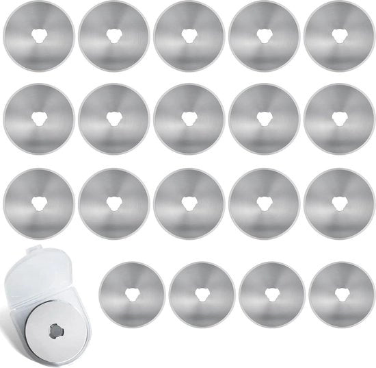 Reservemessen 45 mm acciaio inossidabile - 20 pezzi di rulli di forbici con scatola di conservazione - carta stoffa quadrata per scrapbooking e cucito.