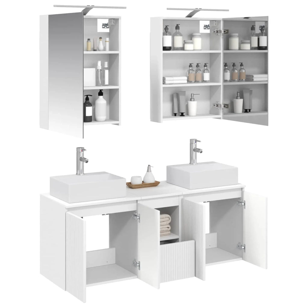 Set di Armadi da Bagno 5 pcs Bianco Legno ingegnerizzato 3406391