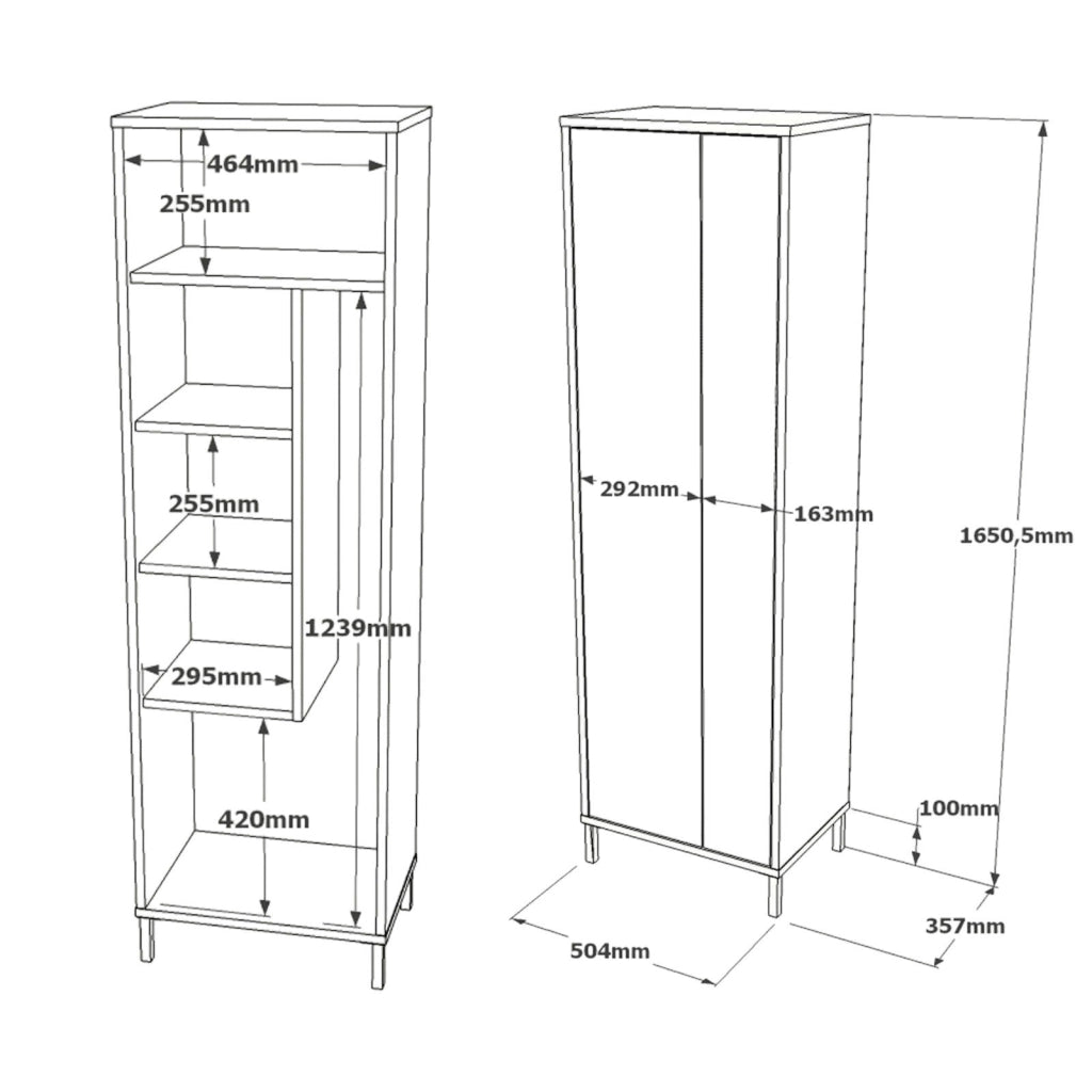 Niala, Armadio Multiuso 1 Anta 4 Ripiani, 50x165h cm Bianco