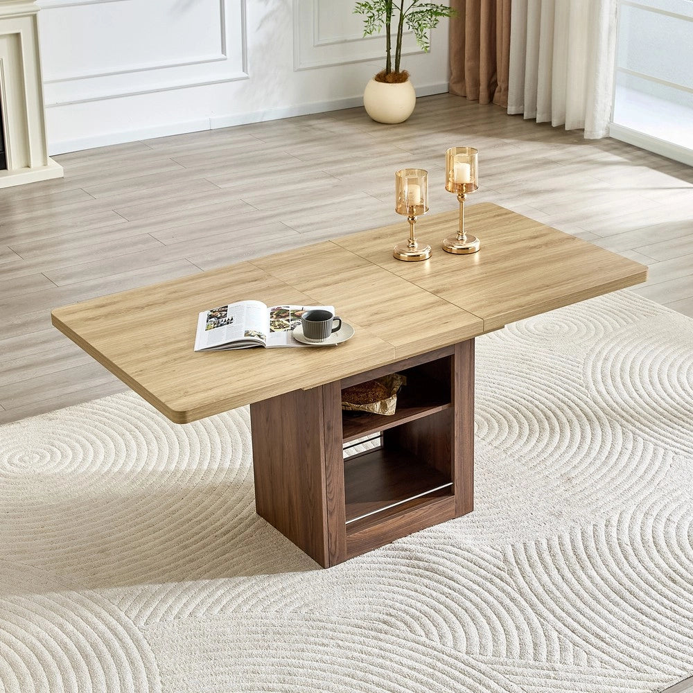 Tavolo da Pranzo Allungabile con Vani ¨C MINIMAL ¨C Effetto Noce, MDF, 130/160 cm, 4-8 Persone