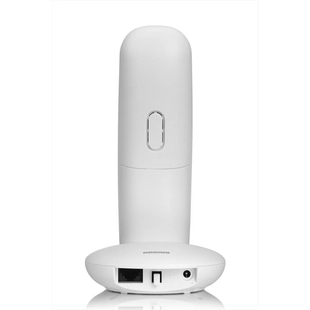Trade Shop - Telefono Cordless Brondi Lotus Bianco Nero Retroilluminato Con Sveglia Vivavoce -
