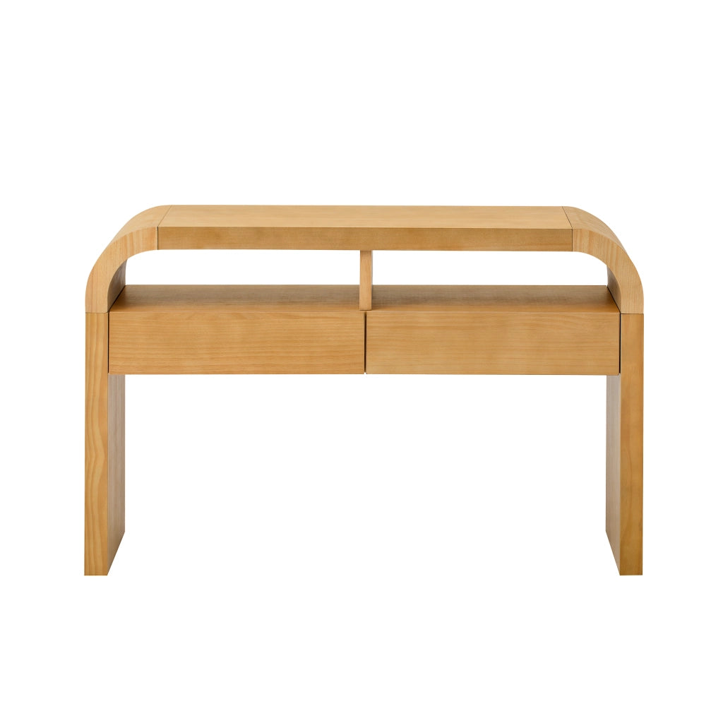 Console d'ingresso con cassetti - Zephmum- Naturale- Fronte curva, piedini regolabili