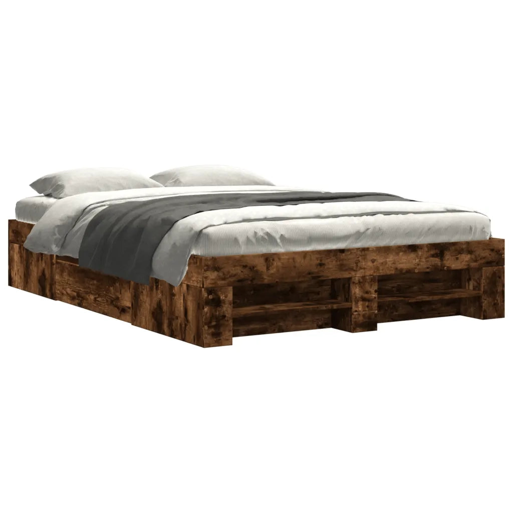 Letto matrimoniale | Letto per adulti | Giroletto senza Materasso Rovere Fumo 120x190 cm in Truciolato