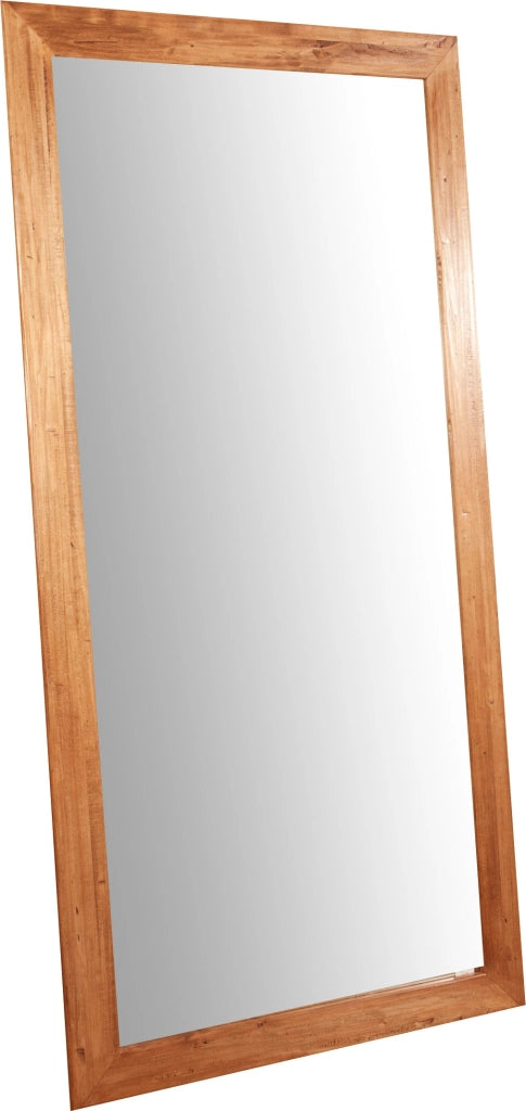 Biscottini Specchiera a muro rettangolare in legno massello di tiglio finitura naturale L100xPR3xH200 cm Made in Italy