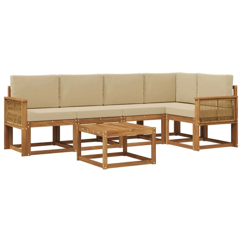 Set di divani da esterno con cuscino 6 pcs Naturale e Beige 3385239