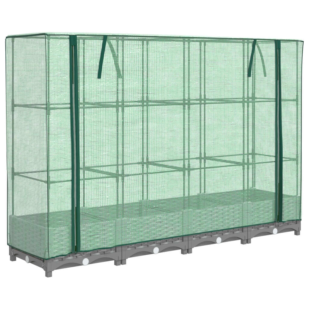 Aiuola rialzata/fioriera con copertura effetto rattan 160 x 40 x 123 cm grigio chiaro 02_0038749