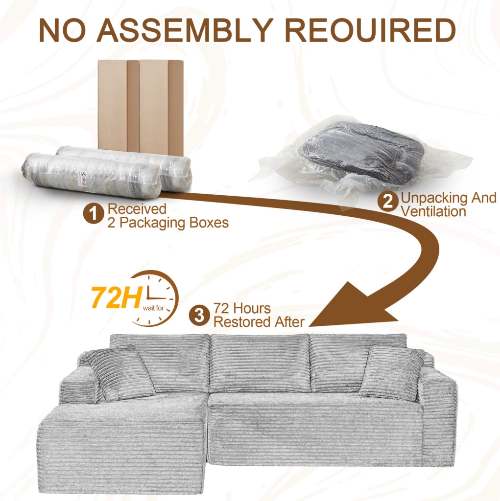 Divano modulare ad angolo a forma di L con schiuma memory e chaise longue oversize