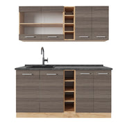 Vicco Cucina completa Grigio nobile/rovere dorato 160 cm , PL Antracite