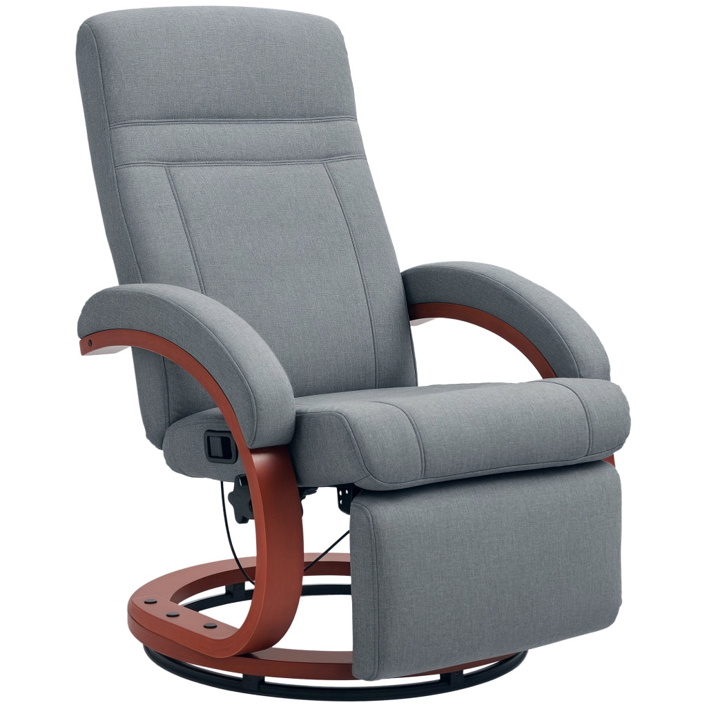 Poltrona Relax Reclinabile Girevole con Poggiapiedi ¨C Zephmum ¨C Grigio Tessuto